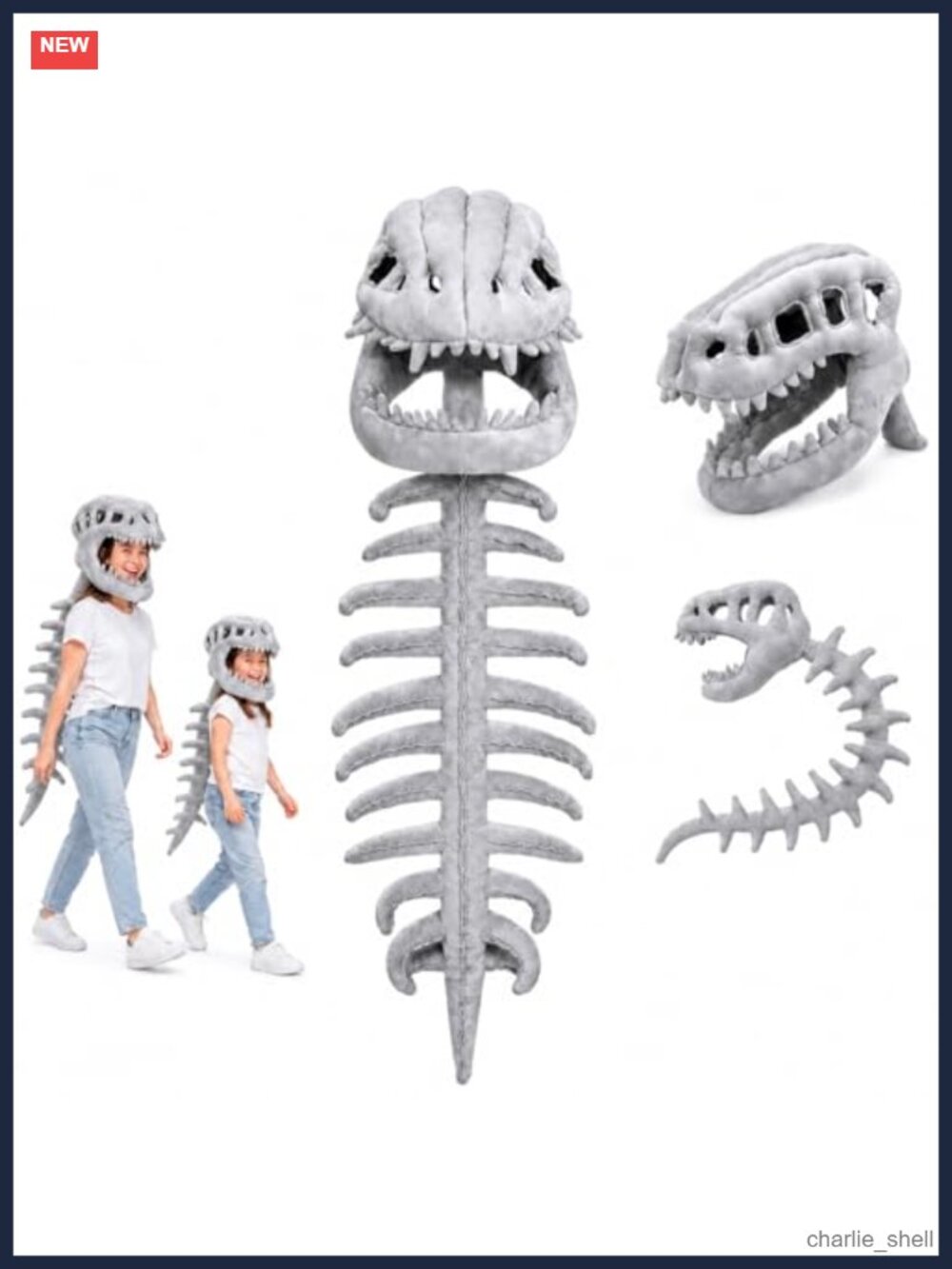 Dinosaur Skeleton Costume 3D Spinosaurus Plush Skull Spine Dress Up